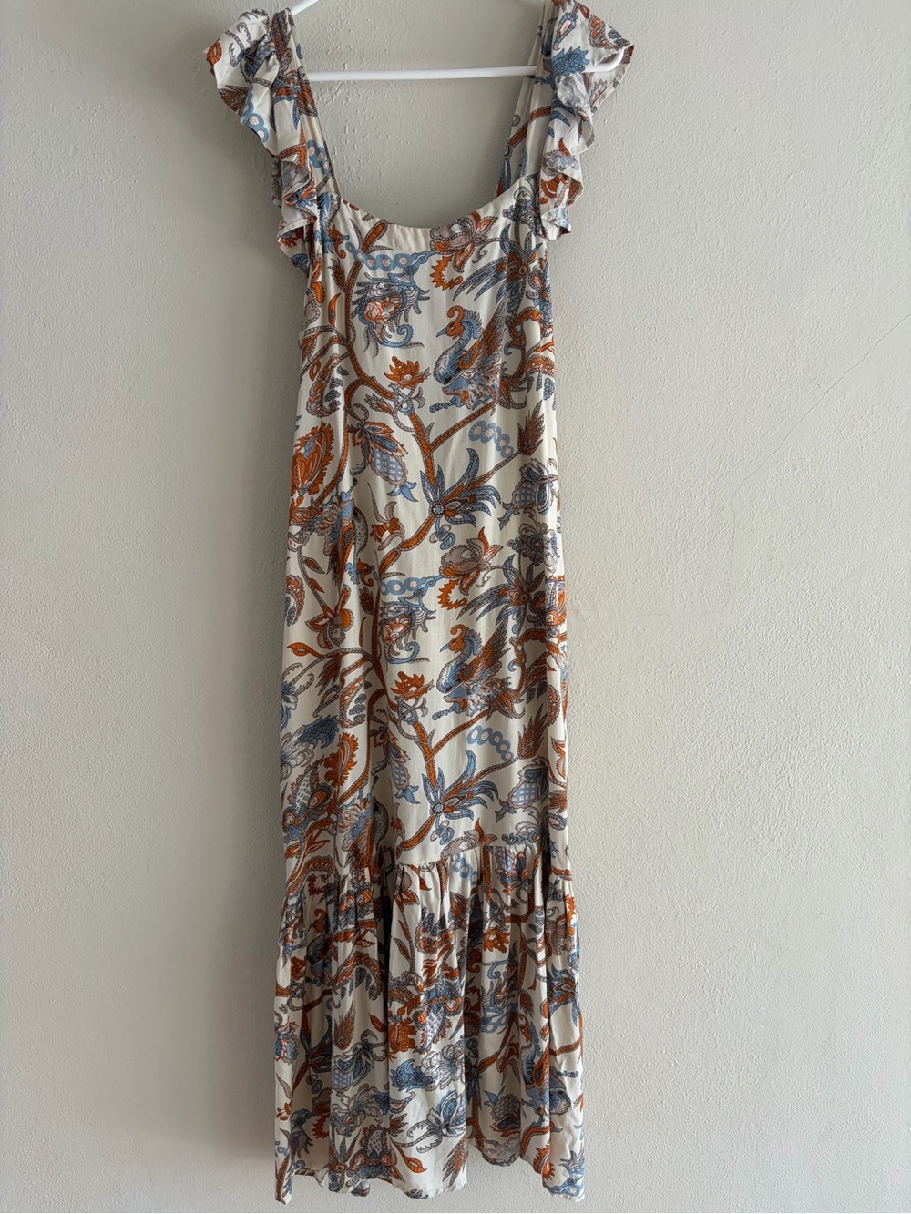 House of Harlow 1960 Cream Maxi Dress with Rust & Blue Floral Print